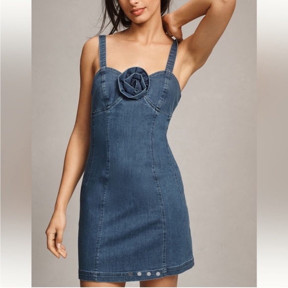 Anthropologie Dresses & Skirts - Anthropologie Porridge Denim Rosette Chambray Mini Dress